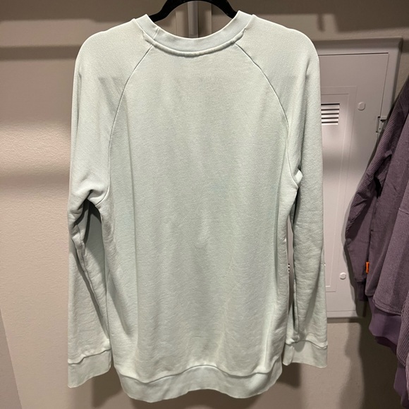 Drop Shoulder Heavy Weight Adidas Pullover Crew Trefoil Logo Light Blue - XL - Picture 4 of 4